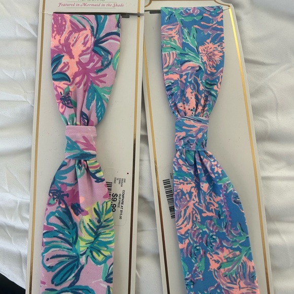 Lilly Pulitzer Pink and Blue Tropical Headbands set of 2 NWT - Picture 2 of 4